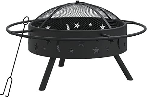 vidaXL Foyer avec tisonnier 70 cm XXL Acier, Chauffage, Chauffe-terrasse, Foyer extérieur, cheminée, Chauffage d'extérieur, Bol à feu