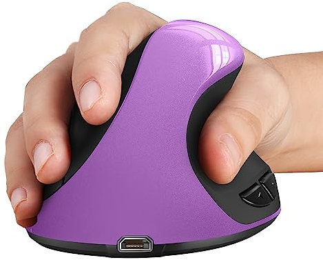 cvavot Ergonomic Mouse, Rechargeable Wireless Mouse Right Handed Small Mouse with 6 Buttons 3 Adjustable 800/1200/1600 DPI for Laptop,Desktop,PC, MacBook（Purple）