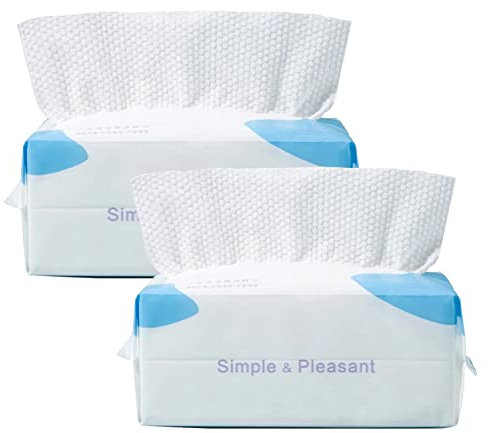 100PCS Toallas Facial Desechables, Toallitas Secas de Algodón 100% Algodón, Toallitas para Bebés, Natural y Biodegradable, Espesar Toallas de Papel Húmedas y Secas Para Todo Tipo De Pieles(20X20CM)