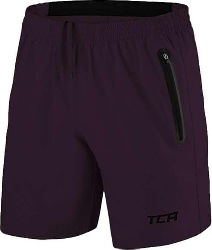 TCA Elite Tech Pantaloncini Corti Uomo Sportivi da Corsa con Tasche Laterali con Zip - Viola, M