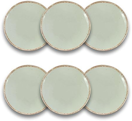 ARCA, Servizio di Piatti, Set di 6 Piatti Dessert, Realizzati in Melamina, Set per la Tavola, Colore Acqua Marina, Collezione Tierra, 22x2 cm