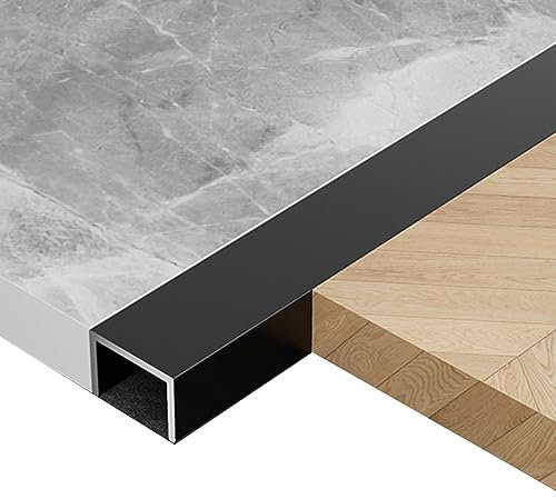 Übergangsprofil 3 PCs U-Kanal Übergangsstreifen, TV -Wand-/ Türrahmen Trimmstange Aluminiumlegierung, Flacher Fliesenboden GAP -Verbindungsnahtabdeckung (Color : Black)