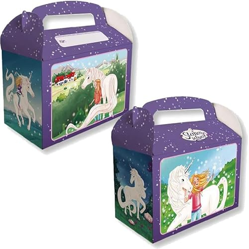 8 Geschenkboxen * STERNENSCHWEIF * für Mitgebsel zum Kindergeburtstag und Mottoparty | Boxen aus Karton, 150x80x95mm | Laura Mädchen Pferde Einhorn Kinder Party Geburtstag