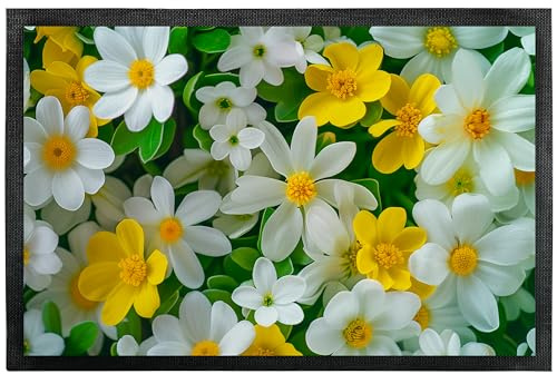 True Statements Deko-Fußmatte 60 x 40 cm „Frühlingsblumen“ - wunderschöne Geschenkidee - mit Blumen-Motiv - für Innen & Außen – rutschfest - Geschenk für Freunde und Familie zu jedem Anlass