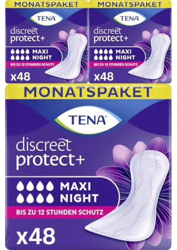 Mit Pufai Grocery, Discreet Maxi Night Einlagen Inkontinenzeinlagen für Frauen Monatspaket 4 X 12 STÜCK x 3 Packungen