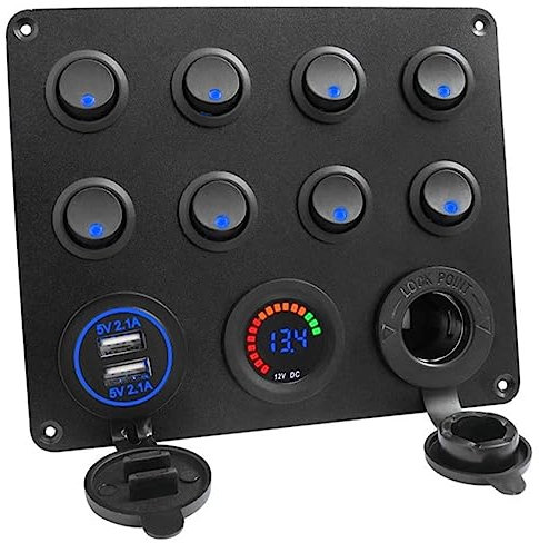 Gatuida Fach Schalterpanel Mit Usb-ladeanschlüssen Und Digitaler Spannungsanzeige Für Auto Boot Und Multifunktionales Panel Für Einfache Installation Und Nutzung