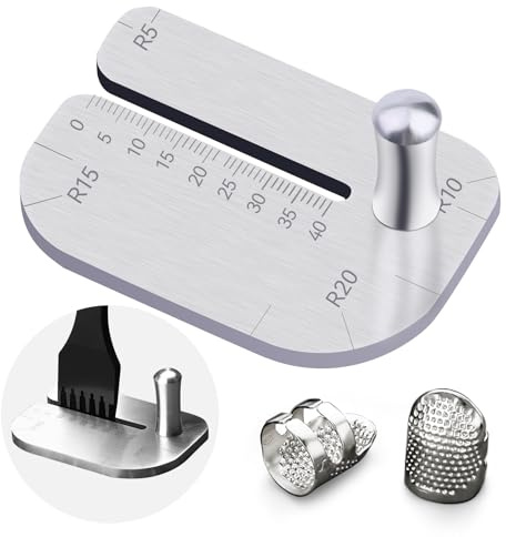 TLKKUE Placa de ayuda para perforar costuras de cuero, placa de perforación de cuero inoxidable para sacar hierros de uñas o cinceles con borde de diamante, herramientas de cuero con 2 dedales de