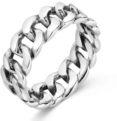MATERIA by Matthias Wagner Panzerkette Ring 925 Silber 7mm breit antik für Damen und Herren