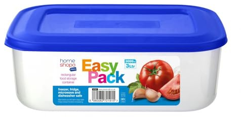 HOMESHOPA Food Storage Containers with Lids, 3 Litre Plastic BPA Free Airtight Containers, Leakproof Stackable Reusable Meal Prep Lunch Boxes, Microwave Freezer & Dishwasher Safe, Blue