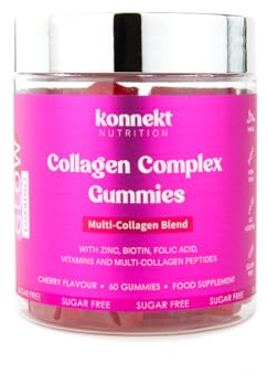 Collagen Gummies with Zinc, Biotin, Folic Acid & Vitamin A, C & E, Multi-Collagen Blend with Type I, II, III, V & X, Superior Hydrolysed Collagen Peptides formulated with UK-Backed Research