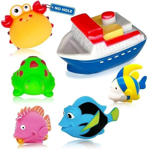 Bath Toys For 1 Year Old - No Mould Baby Bath Toys 6-12-18months Fish Boat Bathtub Toys Kid Toddler Toys 1-3 Tub Pool Water Pool Toys For 6 7 8 9 10 11 12 Months Old Boys Girls