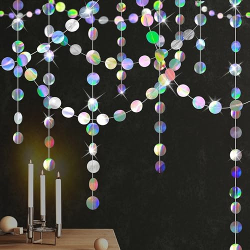 65 Ft Bunt Glitzer Papier Circle Runde Papier Girlande Bunt 5 Stück 4m Glitzer Runde Kreis Banner Hängende Iridescent Runde Garland für Geburtstag Hochzeit Karneval Weihnachten Party Deko