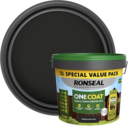 Ronseal One Coat Shed and Fence ProtectorTudor Black Oak 12L