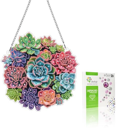 VAIIEYO 5D DIY Diamond Painting Anhänger Saftig, Pflanze Diamant Painting Bilder Malerei Kits mit Kett, Diamant Home Wand Decor Gemälde Diamond Dekoration, Veranda Fenster Wandbehang