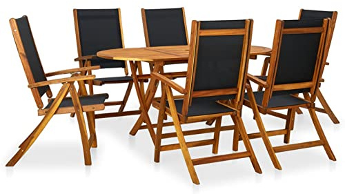 Festnight Gartenmöbel Set 6 Stühle mit Tisch Holz Verstellbar Klappbar Gartenmöbel Set 6 Personen Sitzgruppe Outdoor Terrassenmöbel Außen Gartentisch mit Stühlen Set Garten Essgruppe mit Hochlehner