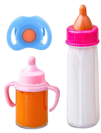 Biberón para Muñecas | Juego De Simulación con Chupete - Set De Alimentación con Botellas Mágicas De Leche Y Zumo Incluye Chupete para Niños Y Niñas 3+ Años