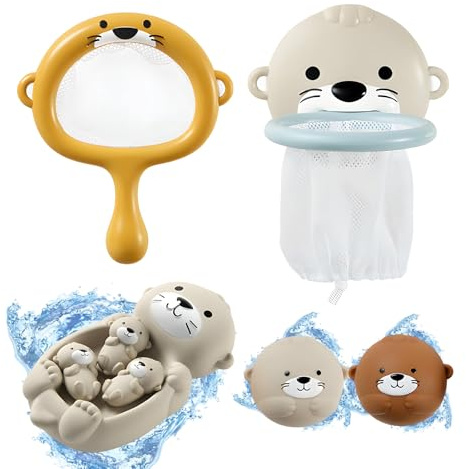 Juguetes Bañera Bebe,Juguetes Baño Bebe,Juguetes de Baño para Bebés a Partir de 1 año, Bonita Forma de Nutria, Múltiples Experiencias de Juego, Regalo para Niños y Niñas