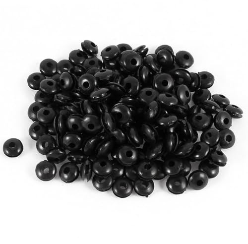 TOP-VIGOR 100Pcs Black Rubber Grommets 3mm Cable Wire Protector Rings Electrical Hole Gaskets for Conductor Wiring Cables and Plugs