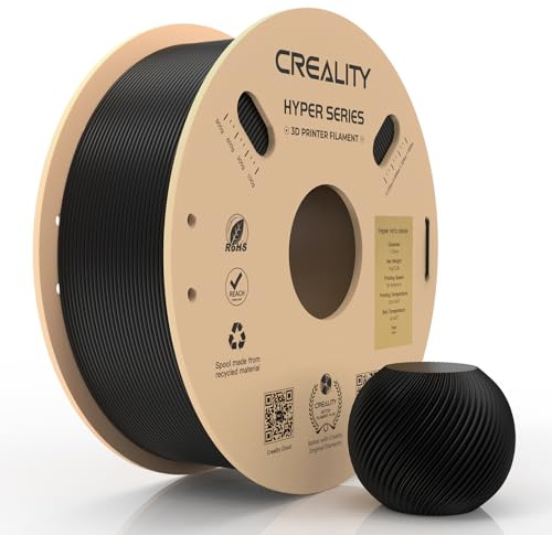 Creality PETG Filament,Hyper PETG 1.75 mm 3D Druckerfilament mit 30–600 mm/s, Maßgenauigkeit +/- 0,02 Pappspule (2,2 lbs), Passend für Die Meisten FDM 3D Drucker 1 kg Schwarz