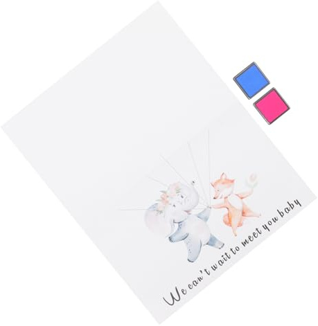 Fingerabdruckbaum Gästebuch für Gender Reveal und Babyparty mit Wünsche | Beschichtetes Papier, Fingerabdruck Form, als Andenken, Passend für Babyshower und Ersten Geburtstag