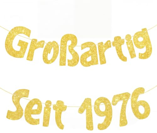 Deko 50. Geburtstag Mann Frau mit Jahr 1976, Seutgjie Girlande 50 Geburtstag Banner Jahrestag Gold