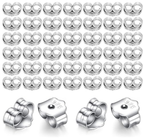 50 Farfalline Argento 925 orecchino, Chiusure Orecchini Anallergiche Tappo