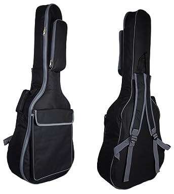 Abaodam Akustikgitarre Gigbag 41 Zoll Gepolsterte Gitarrentasche mit Doppelgurt Schwarz Rucksack für Musikreisen