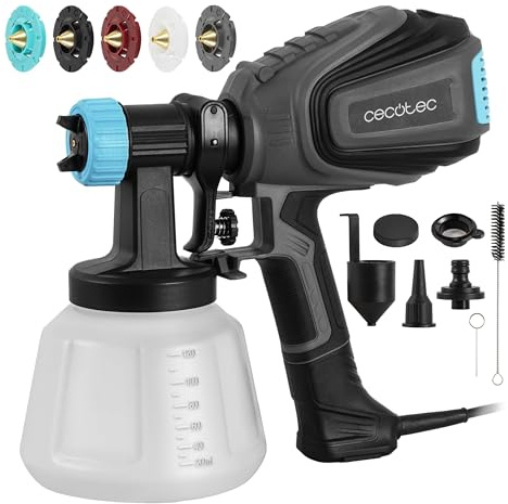 Cecotec Pistola de Pintura TotalPaint 750 con 700W de Potencia, Incluye 5 Boquillas, Capacidad de 1200ml, Caudal Máximo de 1000ml/min, Abanico para Trabajar en Grandes Superficies