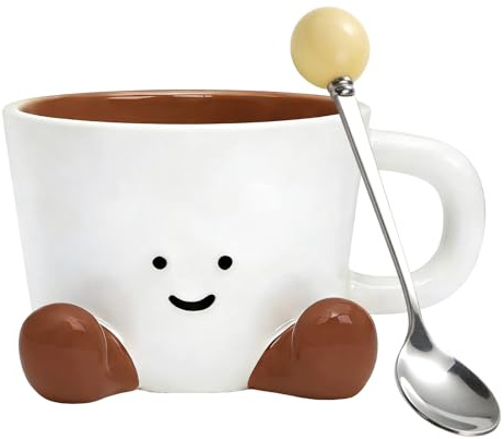 Cute Little Cup, 325ml Cute Mug, Jelly Cat Mug With Feet Mugs For Women | Funny Office Desk Mug For Women Men Birthday Christmas Creative Art Decoration(Brown)