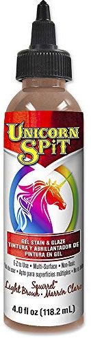 Unicorn SPiT Squirrel Brown Gel Stain Glaze, Vibrant Paint for Wood Projects, Water Based Arts Crafts Colouring on Furniture, 118ml