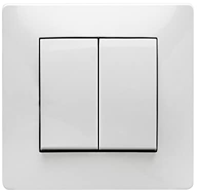 FAMATEL Double commutateur | Interrupteur à encastrer | Série Habitat 15 | Installation facile | Haute étanchéité du produit | 10 A | 250 V | Blanc