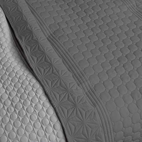 HOMELEVEL Tagesdecke Bett & Sofaüberwurf Bettüberwurf Sofa Tages Decken Betthusse XXL Decke Überwurf (170cm x 220cm, Hellgrau/Dunkelgrau gemustert)