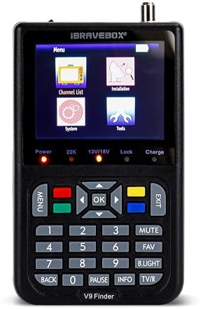V9 Digital Satellite Signal Finder Meter Built in Li-ion Battery, 3.5 Inch LCD Display Full HD 16-bit OSD 64Mb 1Gb DDR3 Satellite Television (Black)