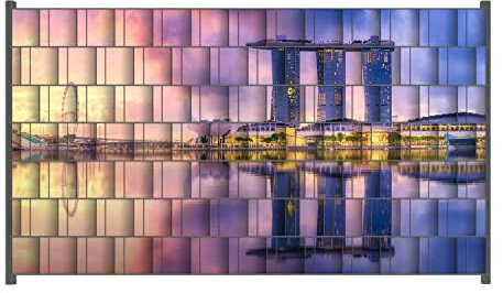 Wallario Zaun Sichtschutz Windschutz für EIN- und Doppelstabmattenzäune in der Größe Breite 2,50m x Höhe 1,40m, Motiv: Abenddämmerung in Singapur