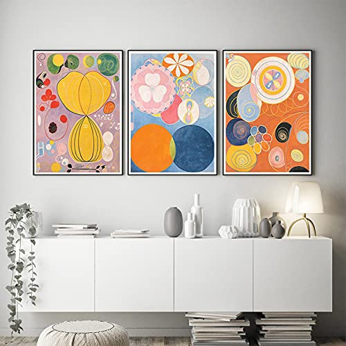 Dittelle Hilma Af Klint Poster Abstrakte Frau Leinwand Malerei Museum Ausstellung Kunstdruck Modernes Wandbild Für Wohnzimmer Dekor 55x78cm-3Pieces Frameless