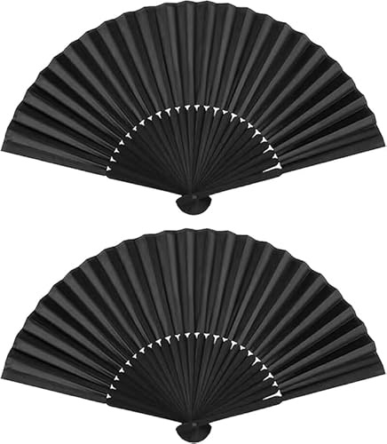 Éventail noir à main Fecher Festival Tenue Femme Éventail Main Fan Mariage Cadeaux d'invités Mariage Décoration Rave Tenue Femme Mini Petit Éventail Mural Éventail Chinois de Sauna (1)