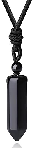 XIANNVXI Black Obsidian Necklace for Men Healing Crystals Necklace Men Necklace Black Pendant Gemstone Stone Pendant Crystal Jewellery