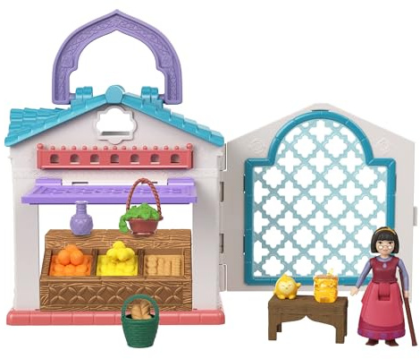 Mattel Disney Wish, Asha et la bonne étoile - Coffret Transportable Marché De Dahlia Du Royaume De Rosas Avec 1 Mini Poupée Dahlia, 1 Figurine Et 9 Accessoires, A Partir De 3 Ans, HRH74