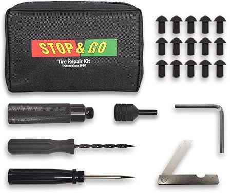 Stop & Go 1000 22 Piece Tubeless Tire Pocket Plugger Repair Kit for Punctures and Flats on Car, Motorcycle, ATV, Jeep, Truck, & Tractor (15 Mushroom Plugs)