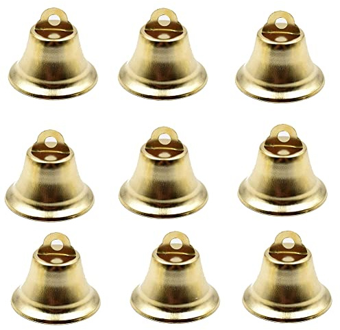 Yurosiay 30 Unidades de Campanas Doradas Campanas de Metal Pequeñas Campanas de Navidad Mini Colgantes Campanas Decoración para Manualidades Campanas de Viento Arbol de Navidad 25 x 16 mm
