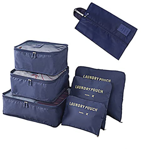 7 Stück Koffer Organizer Set, Kofferorganizer Packing Cubes Set für Reise, Große Kapazität Packwürfel Kleidertaschen Packtaschen Set mit Kosmetiktasche wasserdichte Schuhe Beutel Travel Essential