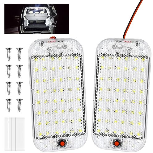 URAQT Barre de Lumière Intérieure à LED, 2PCS 48LED 12V Barre Lumineuse Intérieure 10W, avec Interrupteur on/Off, 800LM Blanche Barre de Bande Lampe pour Voiture/Camion/Camping-Car/Bateau/Van