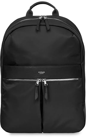 KNOMO Beauchamp För kvinnor 14 tum laptopväska datorryggsäck för arbete, högskola, reseryggsäck handväska, svart, Silver dragkedja, Ryggsäckar för dagsutflykt