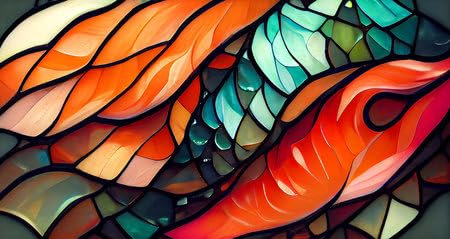 adrium Holz-Bild 90 x 50 cm: Buntes Buntglasfenster. Abstrakter Buntglashintergrund. Jugendstil-Dekoration für den Innenraum. Vintage-Muster. (191591836)