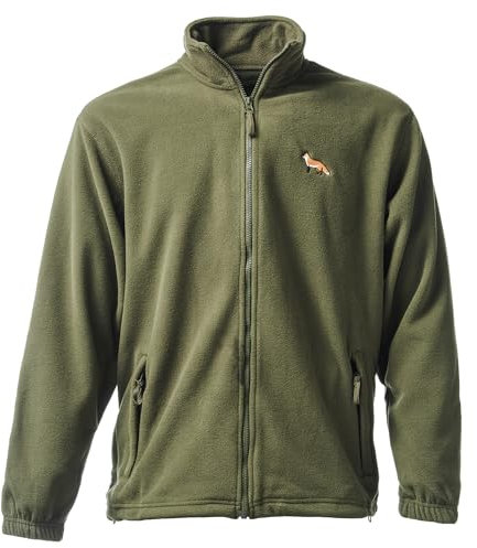 Baddery Fleecejacke Herren - Fuchs - Jägerjacke - Jagdjacke Männer - Geschenk für Jäger - Kleidung Jagd Zubehör (Fleecejacke Army L)