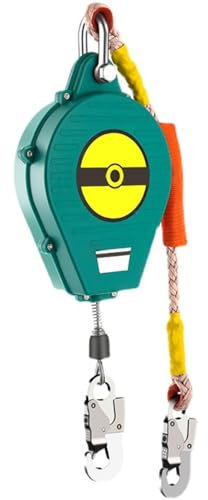 Dispositivo Anticaduta Retrattile, Cavi di Sicurezza Anticaduta Retrattili con Funzione di Bloccaggio Automatico, Attrezzature Protezione Sicurezza Personale per Tetto e Lavoro Aereo (5m, Verde)