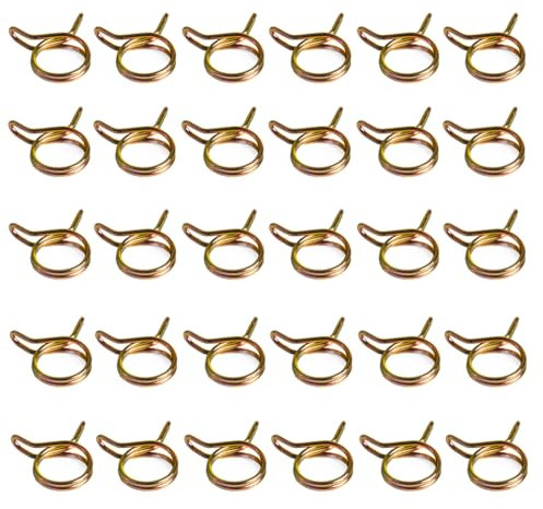 Leliafleury 30 Pcs Double Wire Spring Clips 12mm Colorful Zinc Plated Hose Clamps Fuel Line Hose Clips Spring Clamp for Water Pipe Air Tube