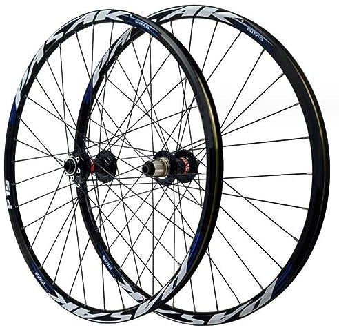 ZECHAO Mountainbike Räder,Vorne 2 Hinten 4 Lager 26/27,5/29 Zoll Aluminiumlegierung Doppelschicht Nietfelge 32H Steckachse Scheibenbremsradsatz Wheelset (Color : Blue, Size : 27.5inch)