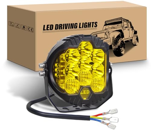 RIGIDON Led Scheinwerfer Rund, 5 Zoll 50W 5000LM Arbeitsscheinwerfer | 12V 24V Wasserdicht 3000K Gelb Offroad Zusatzscheinwerfer, Nebelscheinwerfer für Auto ATV LKW Traktor Fahrzeuge 4x4