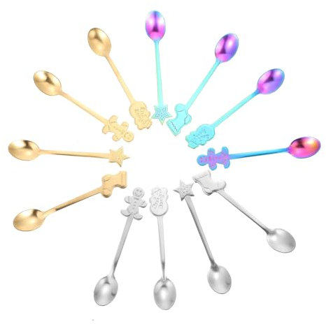 MAGICLULU 12st Geschenklöffel Zu Weihnachten Saucenlöffel Puddingschaufel Edelstahlbesteck Babylöffel Aus Metall Mischen Rührlöffel Tragbar Kaffeelöffel Rostfreier Stahl